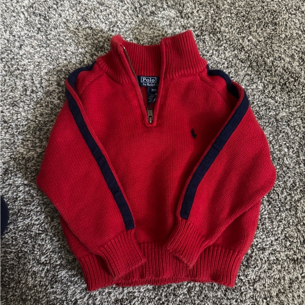 Polo by Ralph Lauren Red Quarter-Zip Sweater